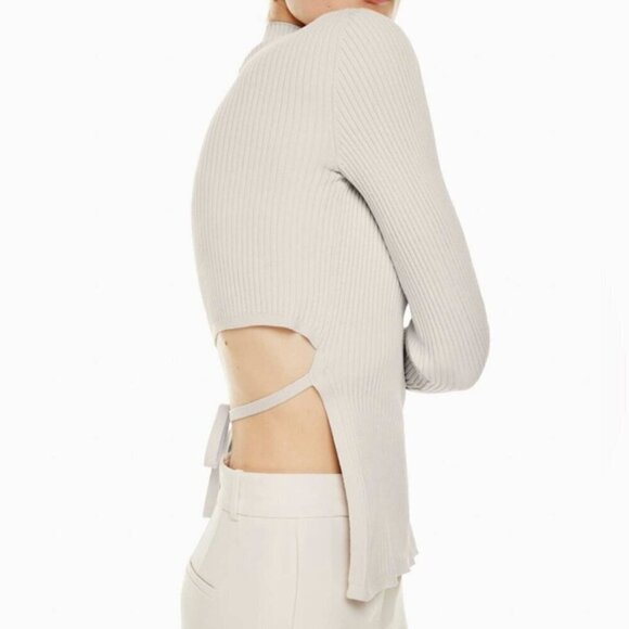 Babaton 2XL Aritzia Black Top Long Sleeve Sweater Shirt Ribbed Thick Fall Winter - Picture 10 of 16